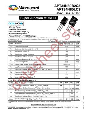 APT34N80B2C3G datasheet  